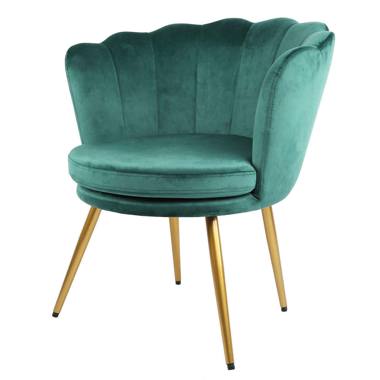 Flora – Velvet Accent Chair with Scalloped Backrest