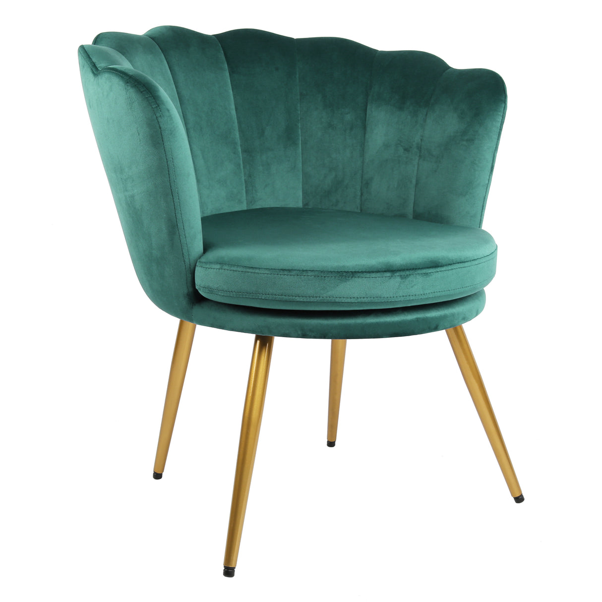 Flora – Velvet Accent Chair with Scalloped Backrest