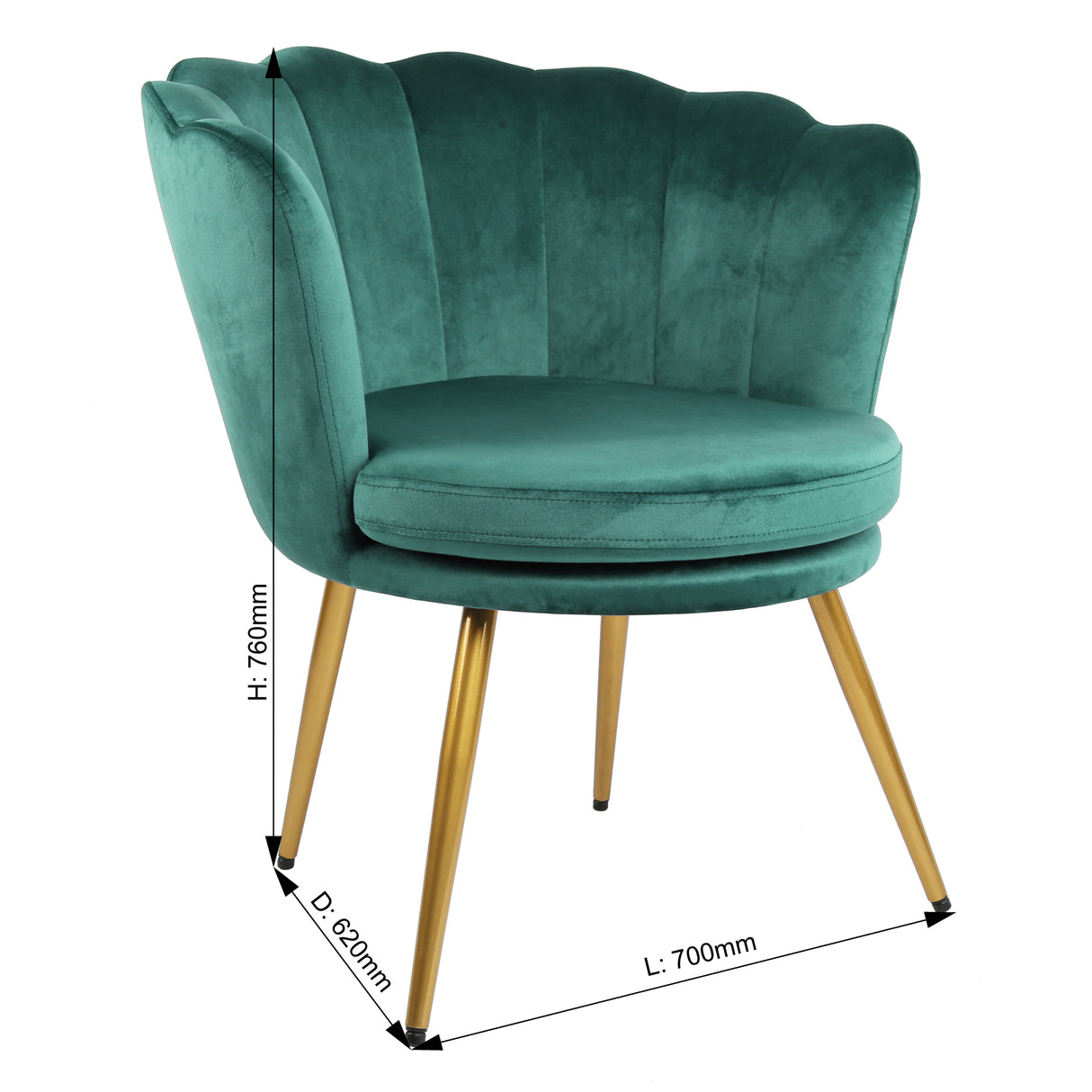 Flora – Velvet Accent Chair with Scalloped Backrest