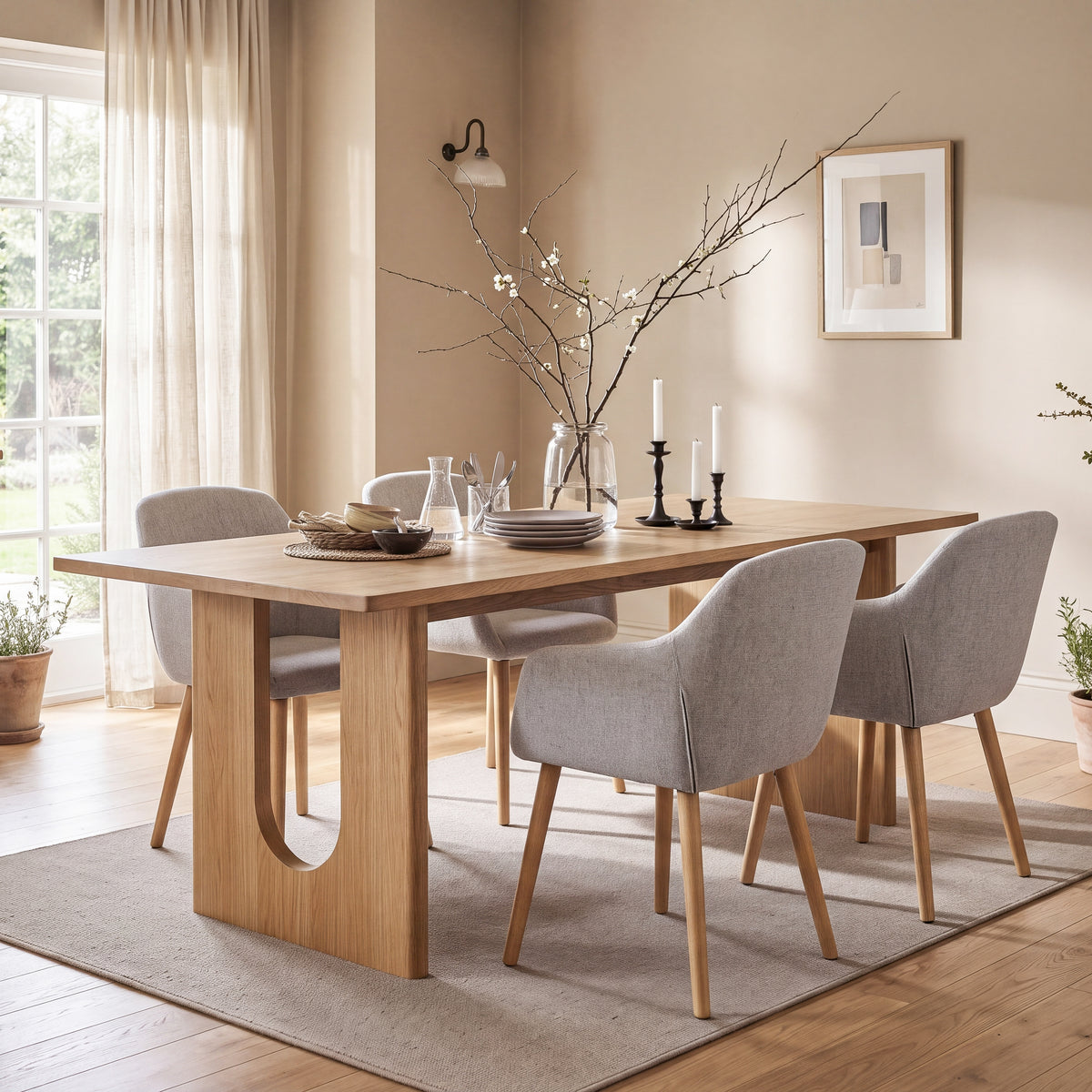 Luciano Dining Chairs Premium Textured Linen - Set of 2