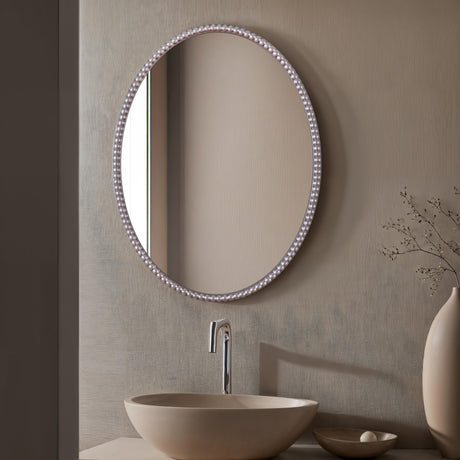 Amalfi - Oval Wall Mirror – 60x80cm Vintage Silver Framed Mirror