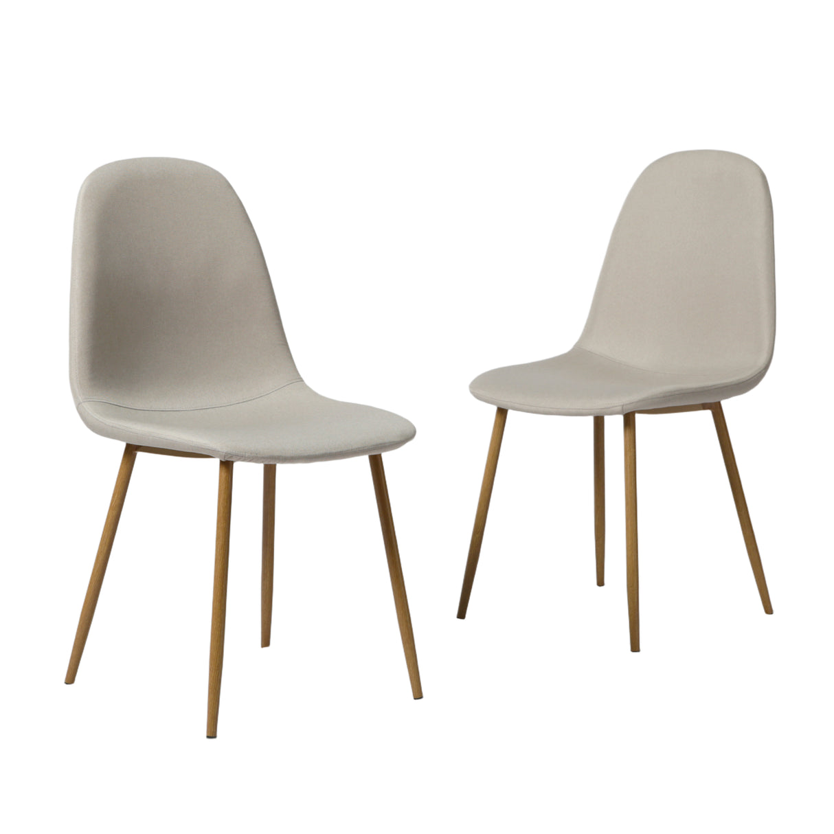 NYX Round Dining Set – Wood-Effect Table with 4 Linen Upholstered Chairs
