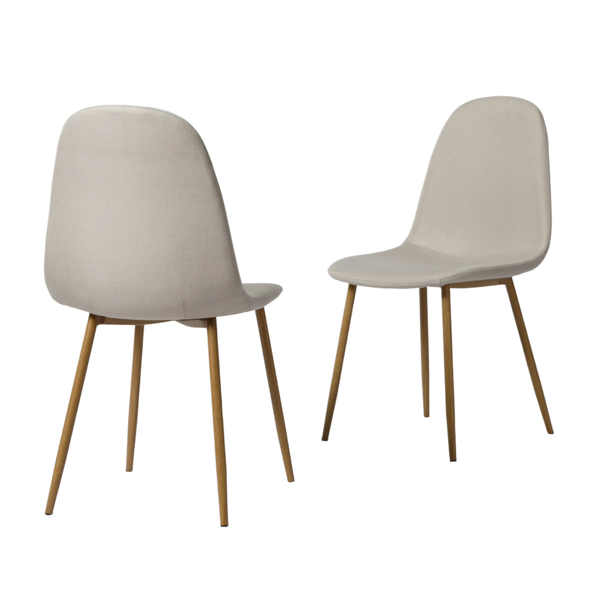 NYX Dining Set – Round Table in Wood Effect and x4 Linen Chairs