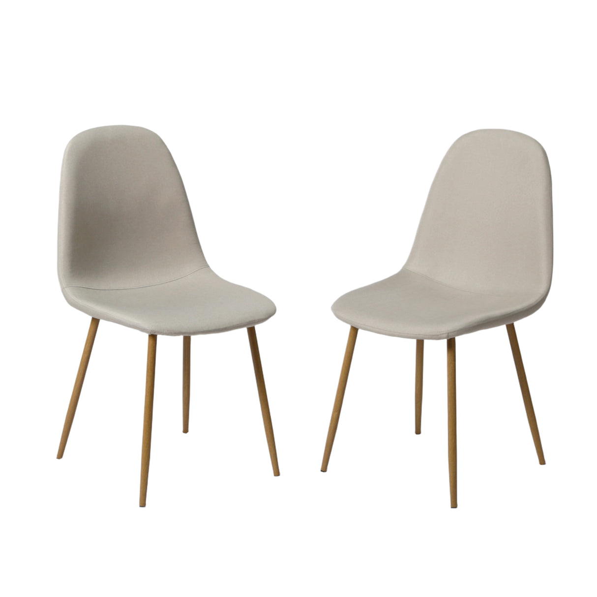 NYX Dining Set – Round Table in Wood Effect and x4 Linen Chairs