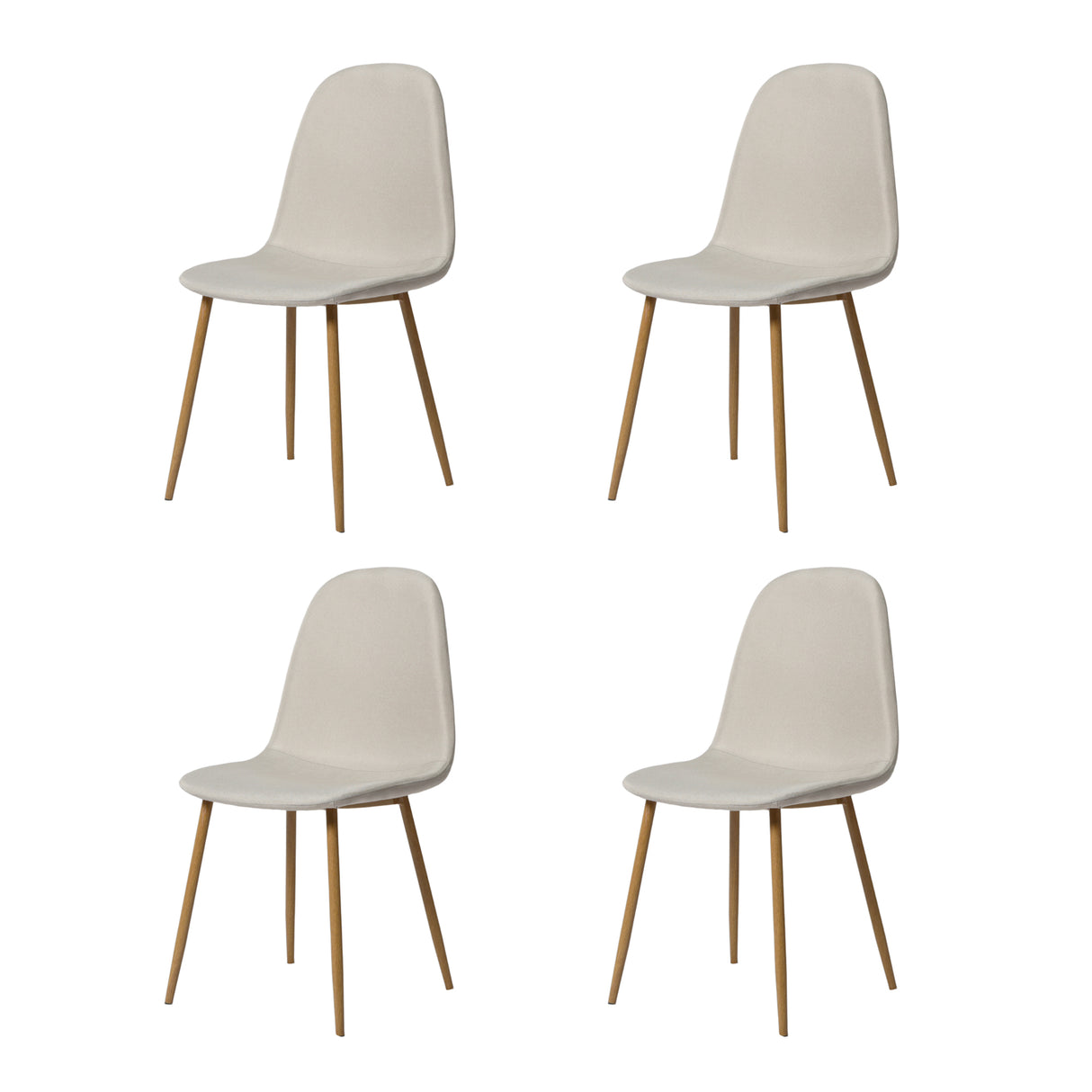 NYX Round Dining Set – Wood-Effect Table with 4 Linen Upholstered Chairs