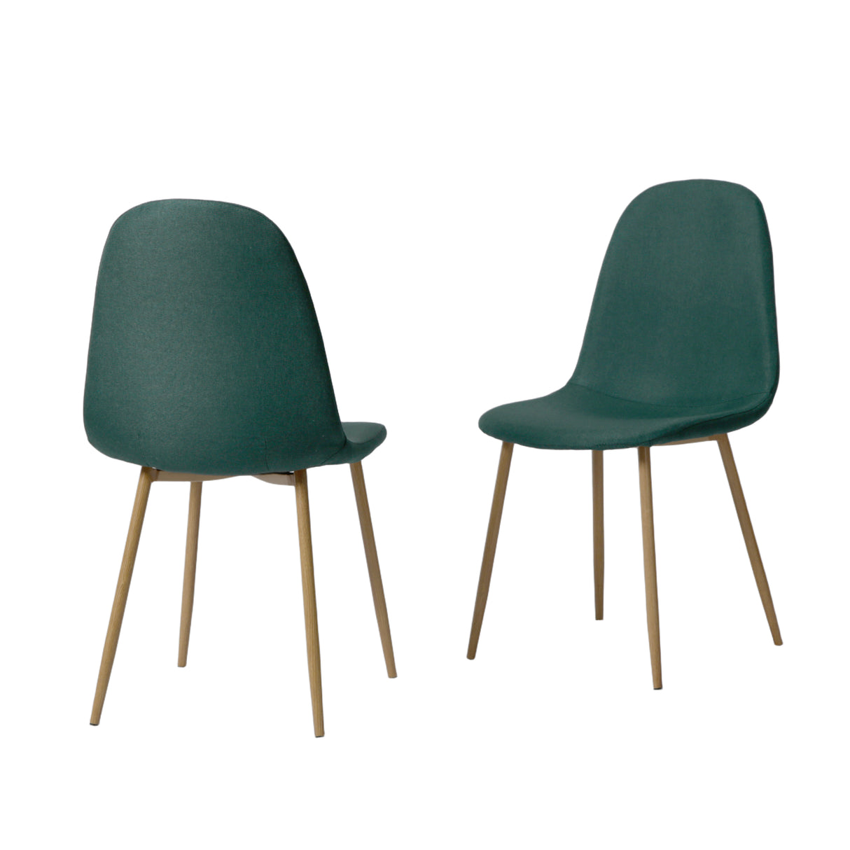 NYX Dining Set – Round Table in Wood Effect and x4 Linen Chairs