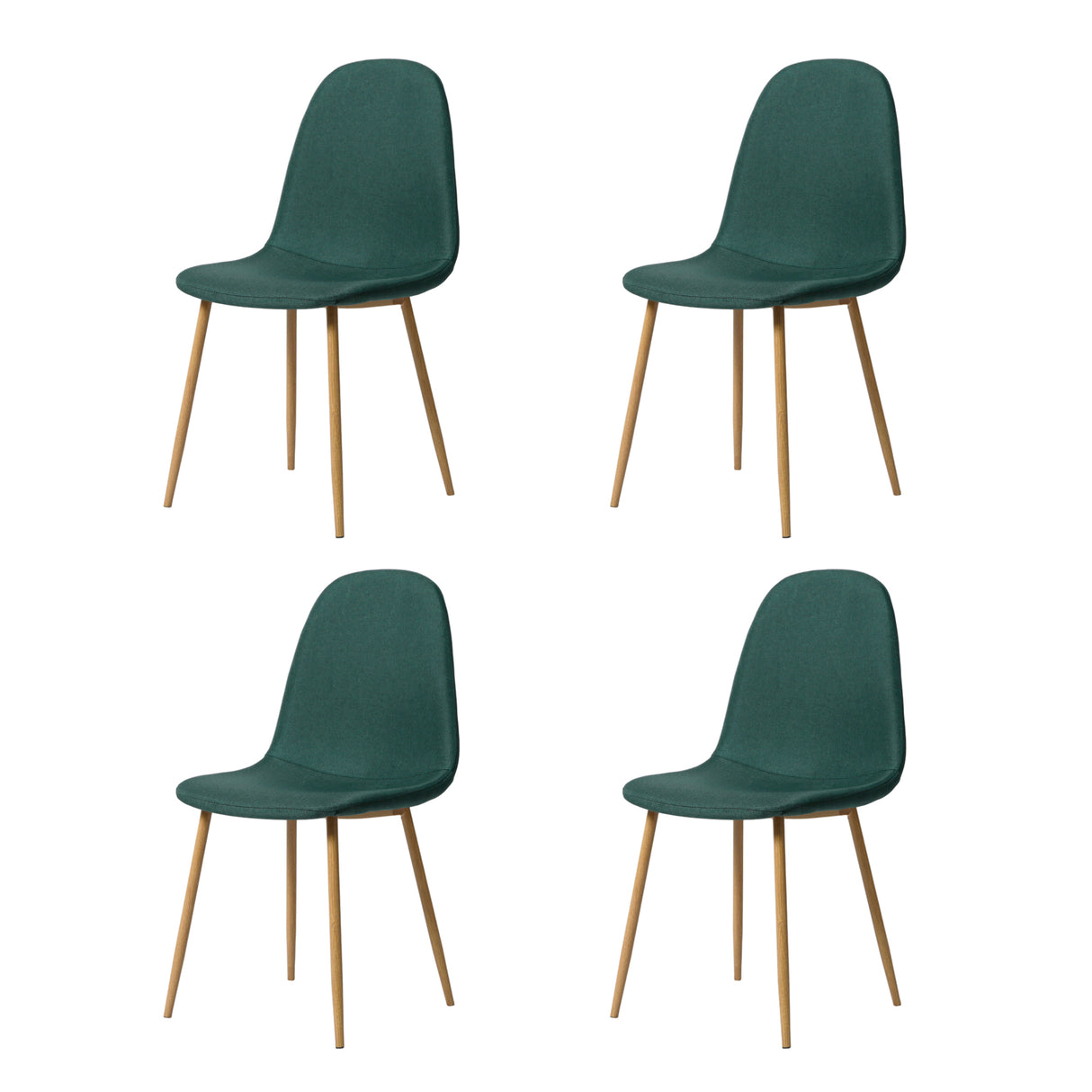 NYX Round Dining Set – Wood-Effect Table with 4 Linen Upholstered Chairs