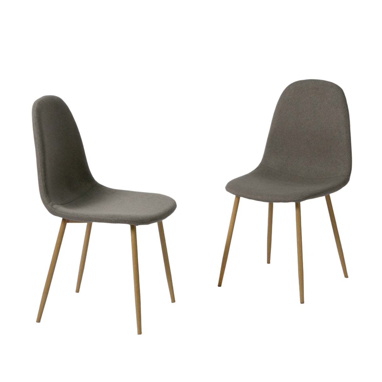 NYX Dining Set – Round Table in Wood Effect and x4 Linen Chairs