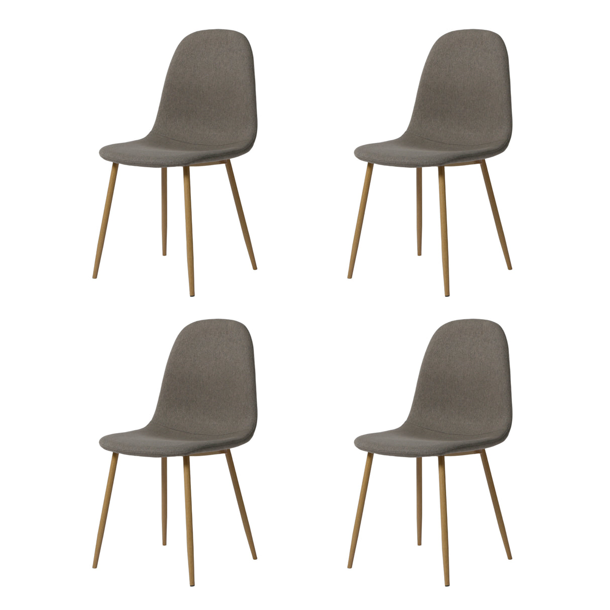 NYX Round Dining Set – Wood-Effect Table with 4 Linen Upholstered Chairs