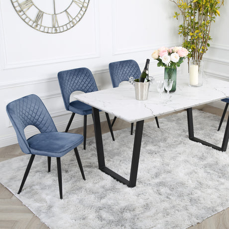 Metis Dining Set - Marble Table and Velvet Chairs