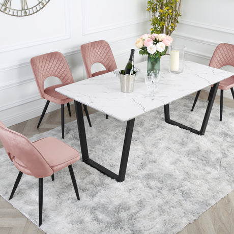 Metis Dining Set - Marble Table and Velvet Chairs