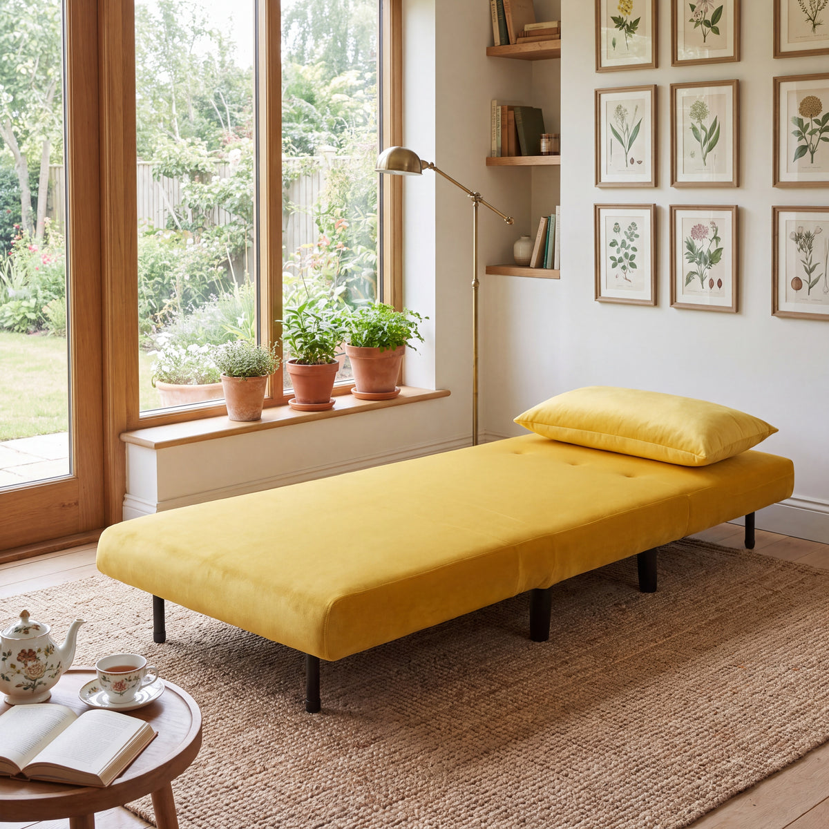 Aurora Single Sofa Bed Chair in Velvet - 1 Seater