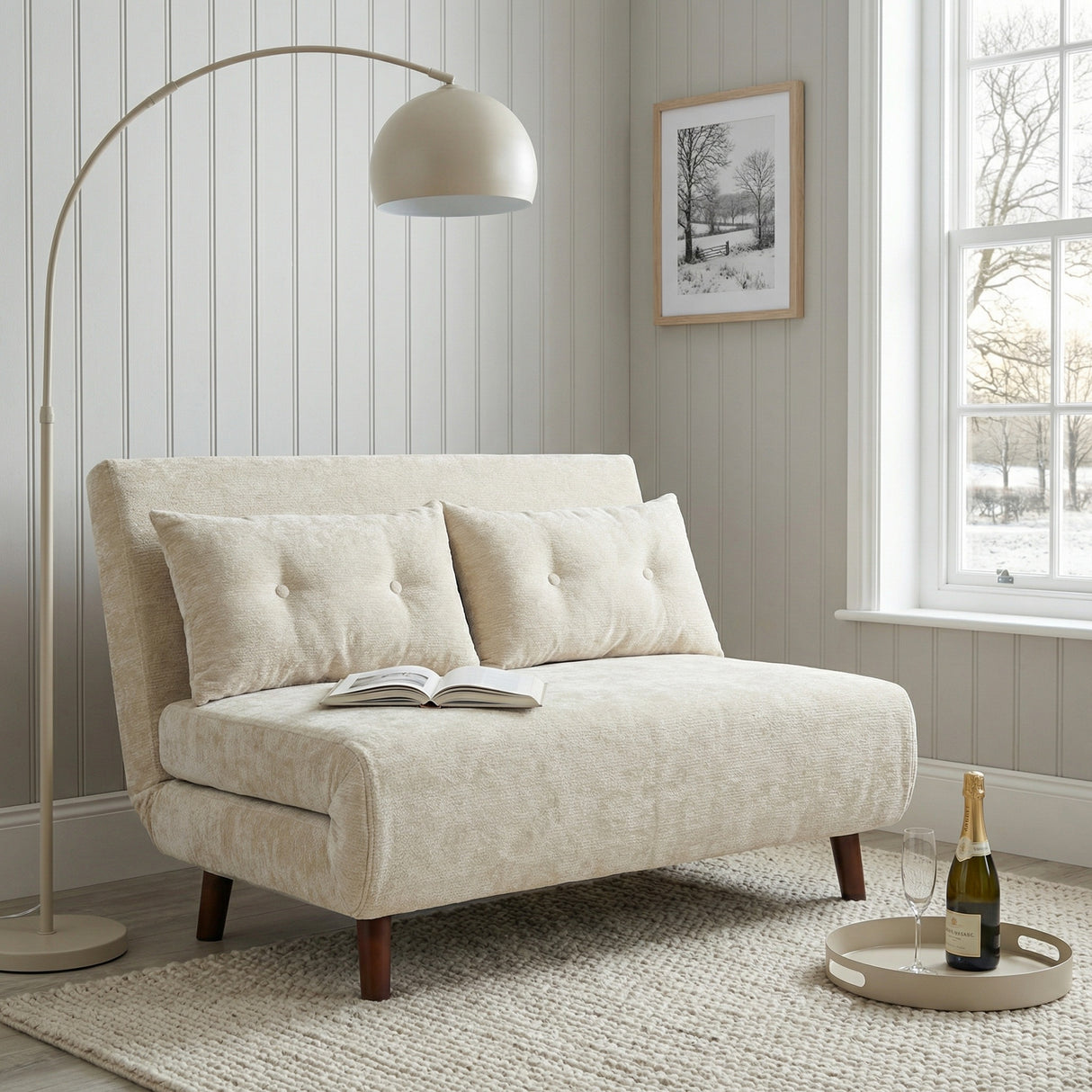 Aurora - Small Double Sofa Bed in Premium Fabric - 2 Seater