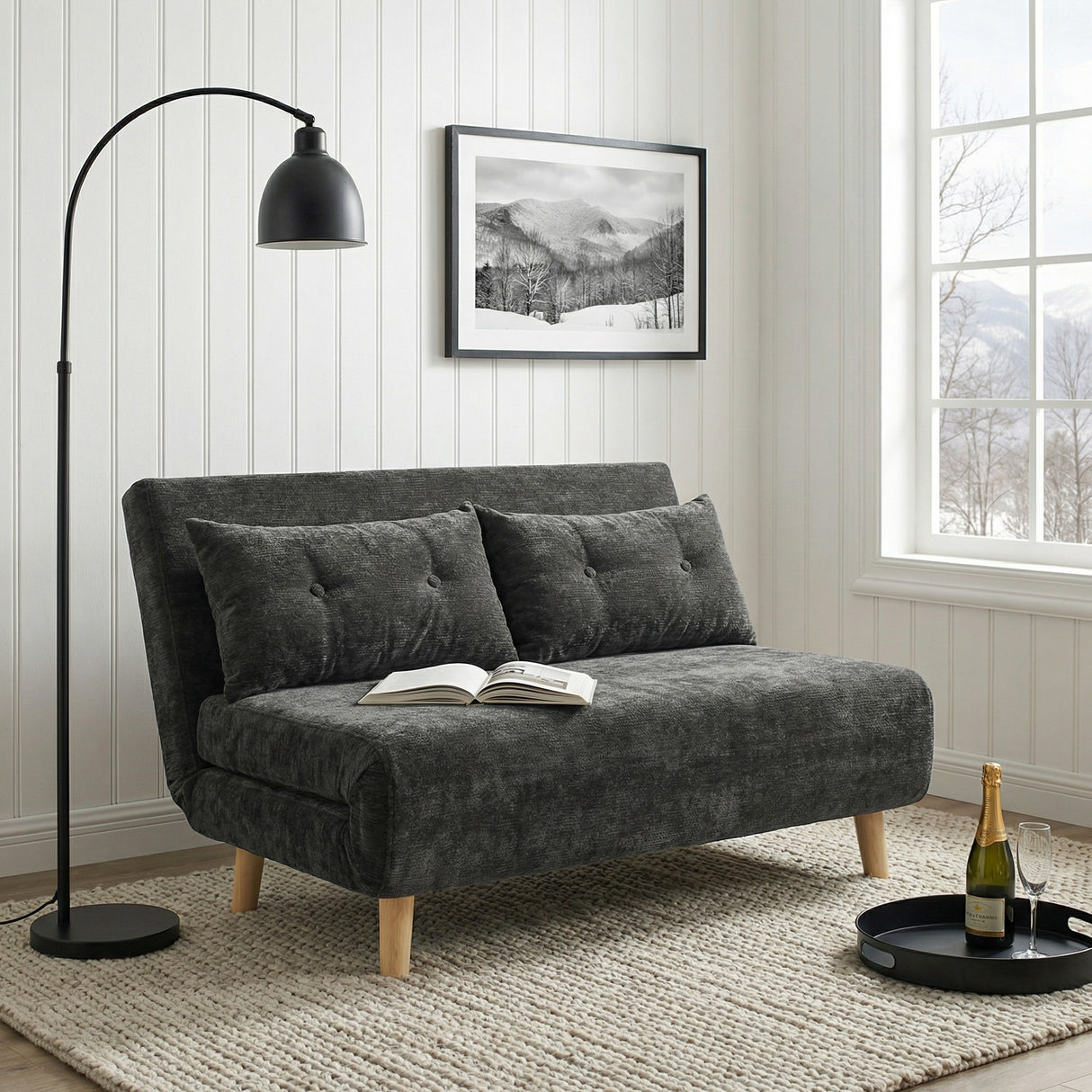 Aurora - Small Double Sofa Bed in Premium Fabric - 2 Seater