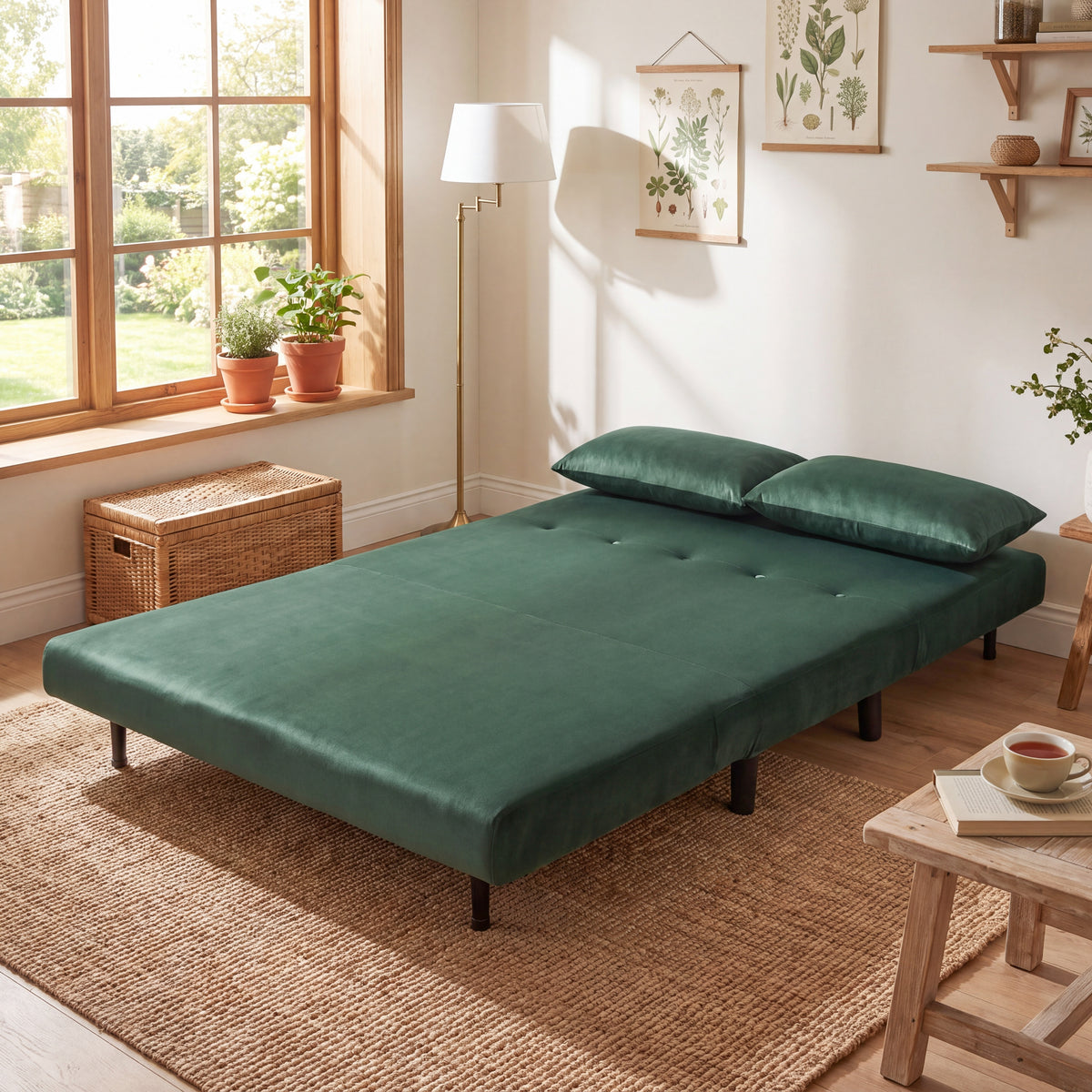 Aurora Small Double Sofa Bed in Velvet - 2 Seater