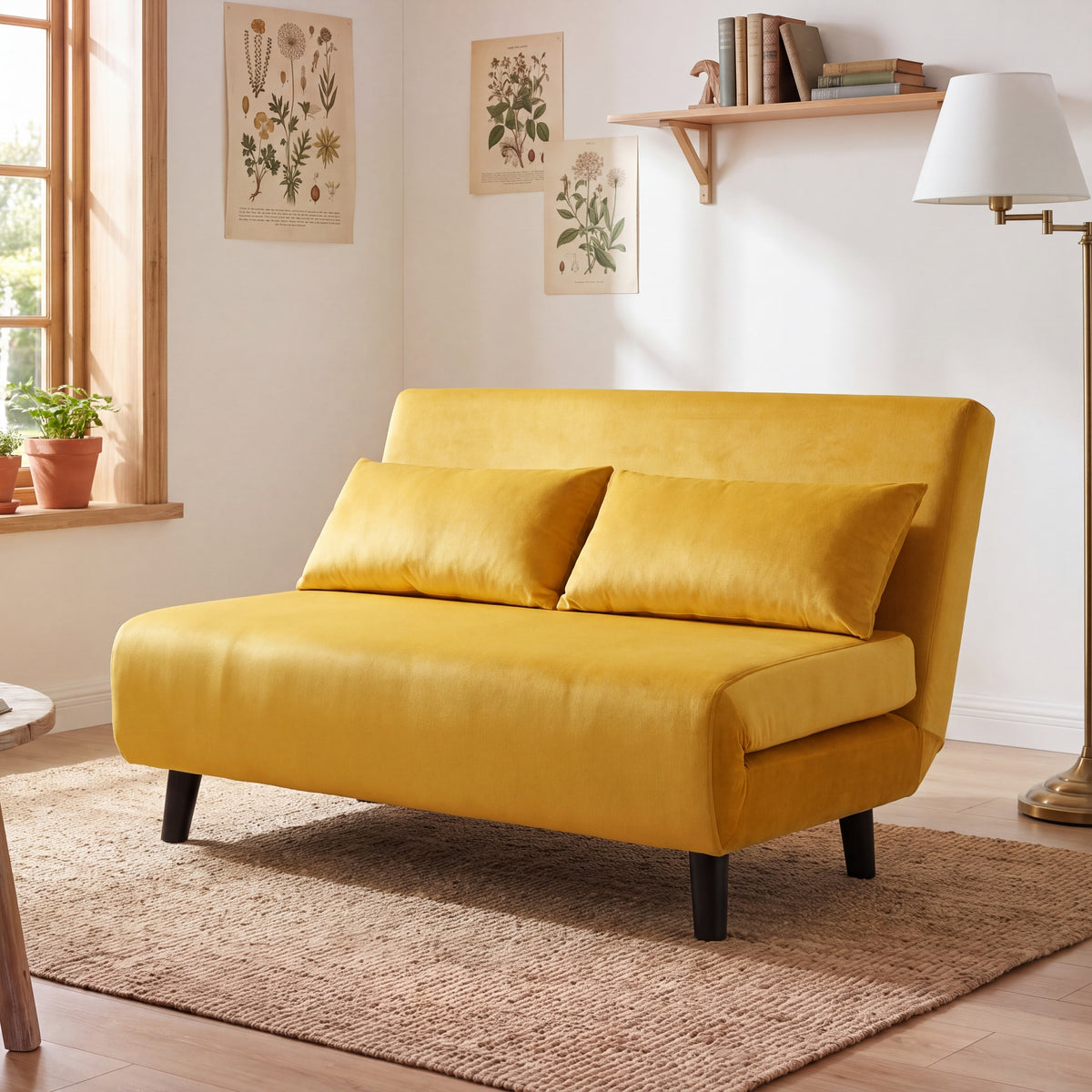 Aurora Small Double Sofa Bed in Velvet - 2 Seater