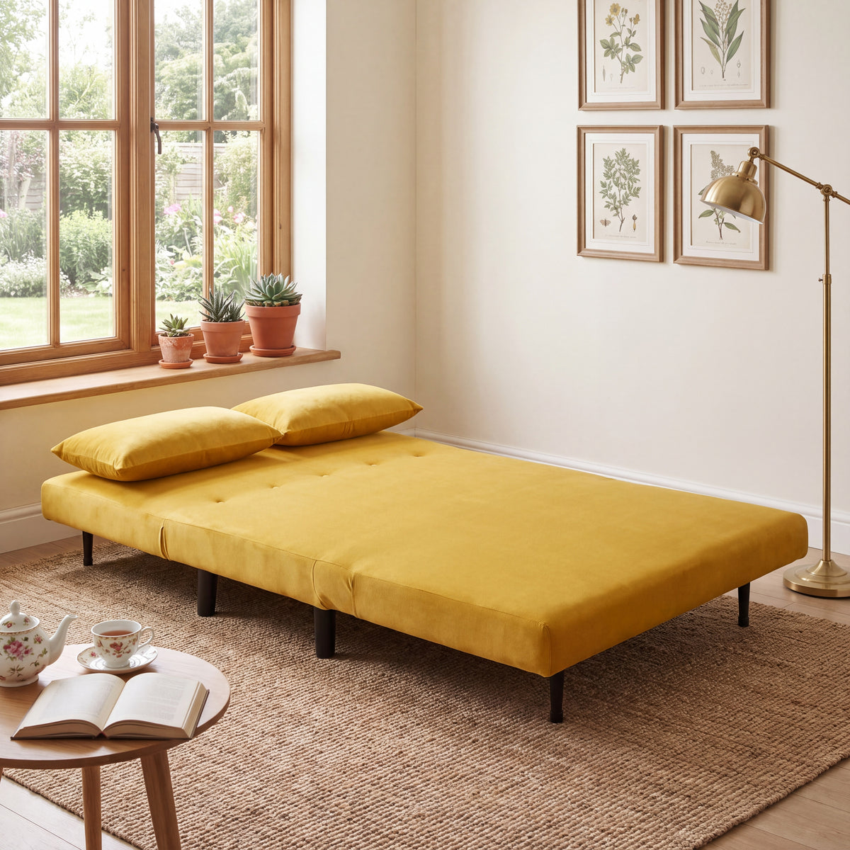 Aurora Small Double Sofa Bed in Velvet - 2 Seater