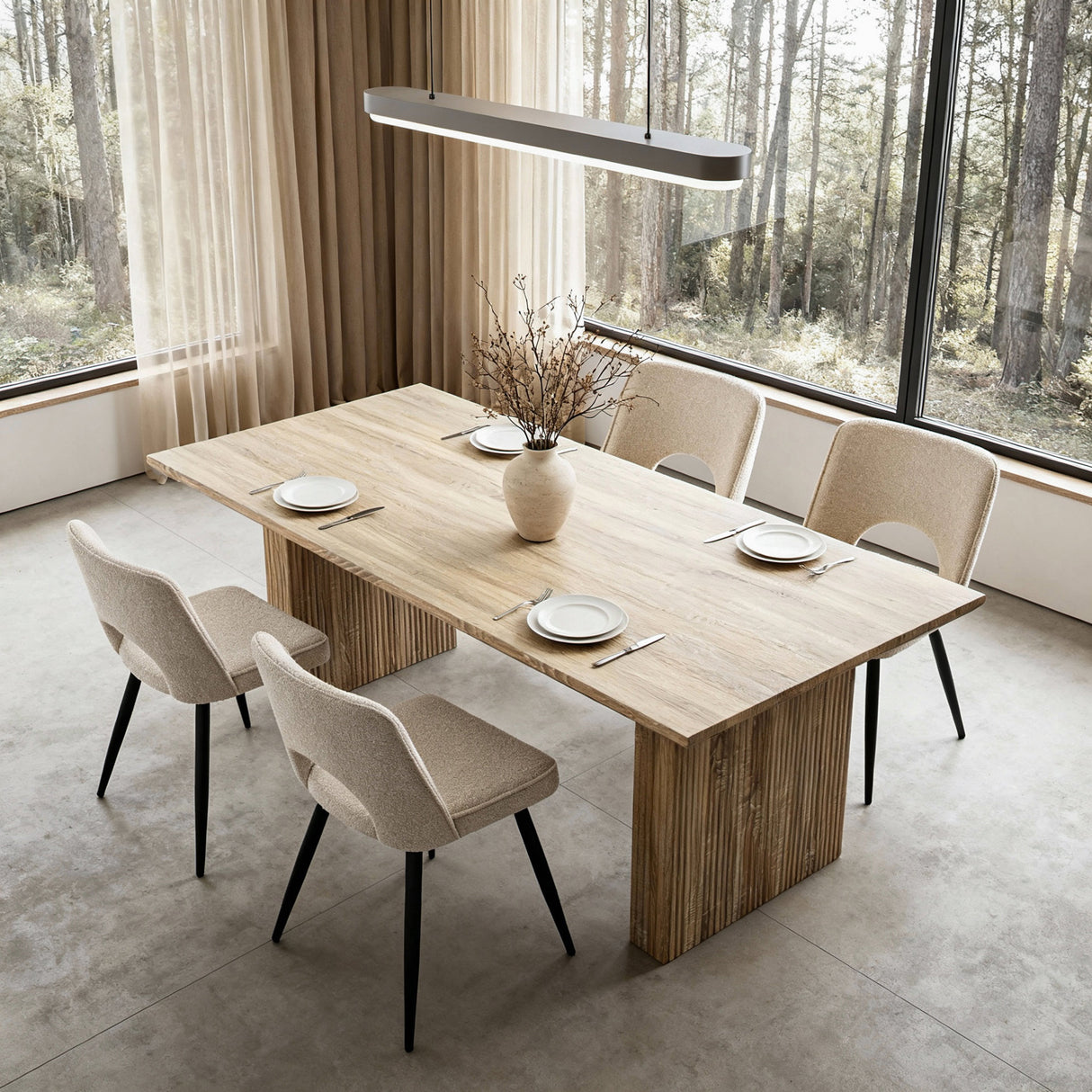 Brizo - Wood-Pale Oak Effect Rectangular Dining Table – 6 Seater (200 x 100 cm)