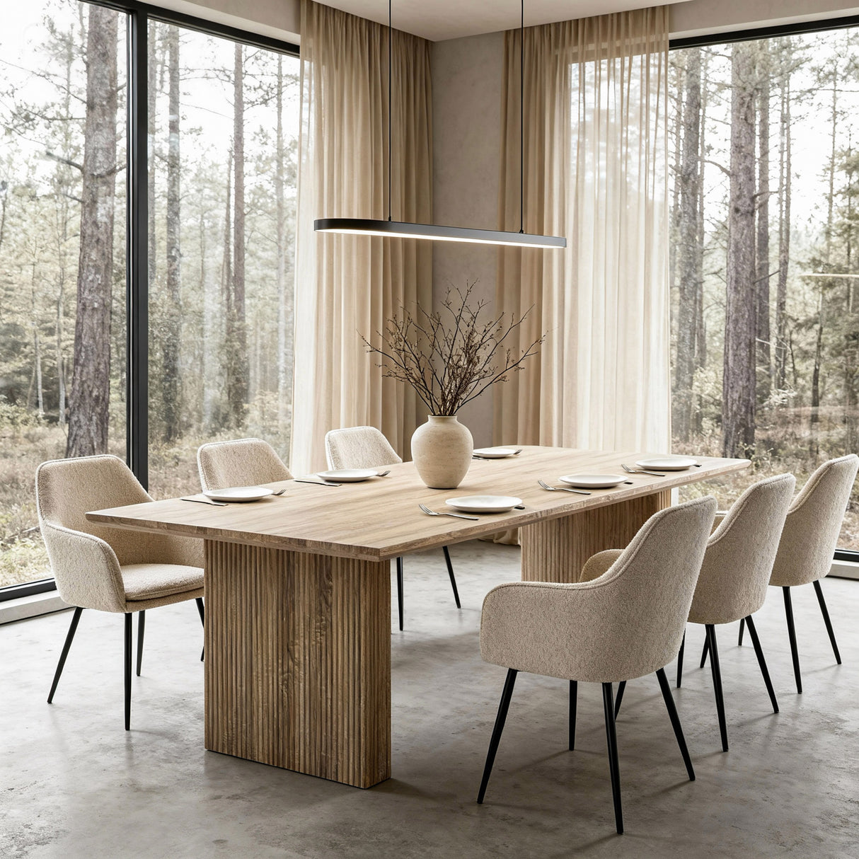 Brizo - Wood-Pale Oak Effect Rectangular Dining Table – 6 Seater (200 x 100 cm)