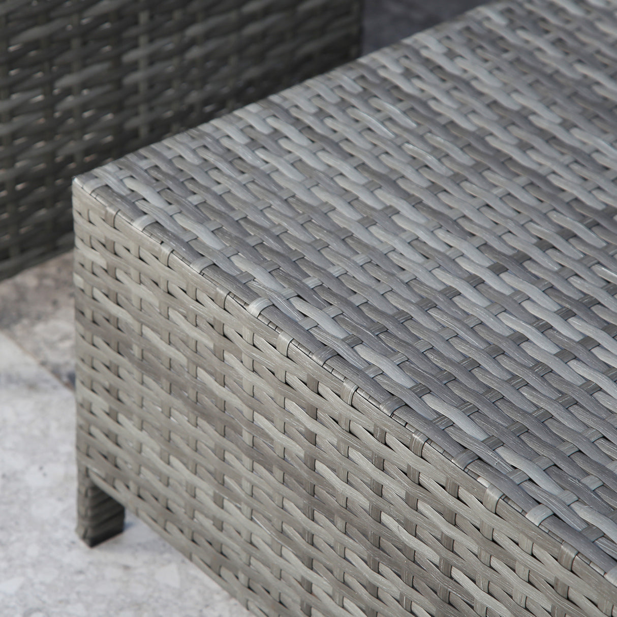 Bude - Rattan Corner Sofa Set with Coffee Table - Grey