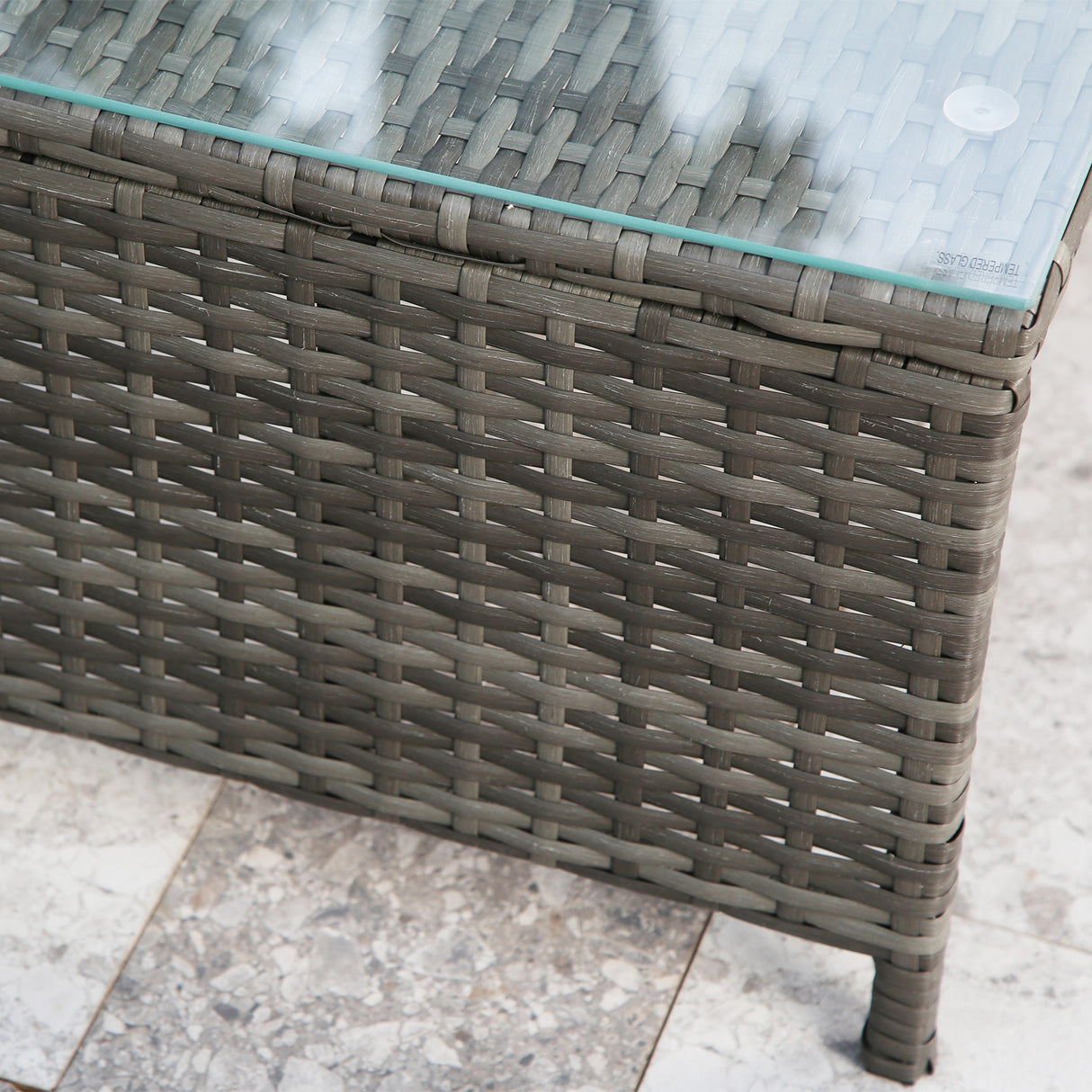 Bude - Rattan Corner Sofa Set with Coffee Table - Grey