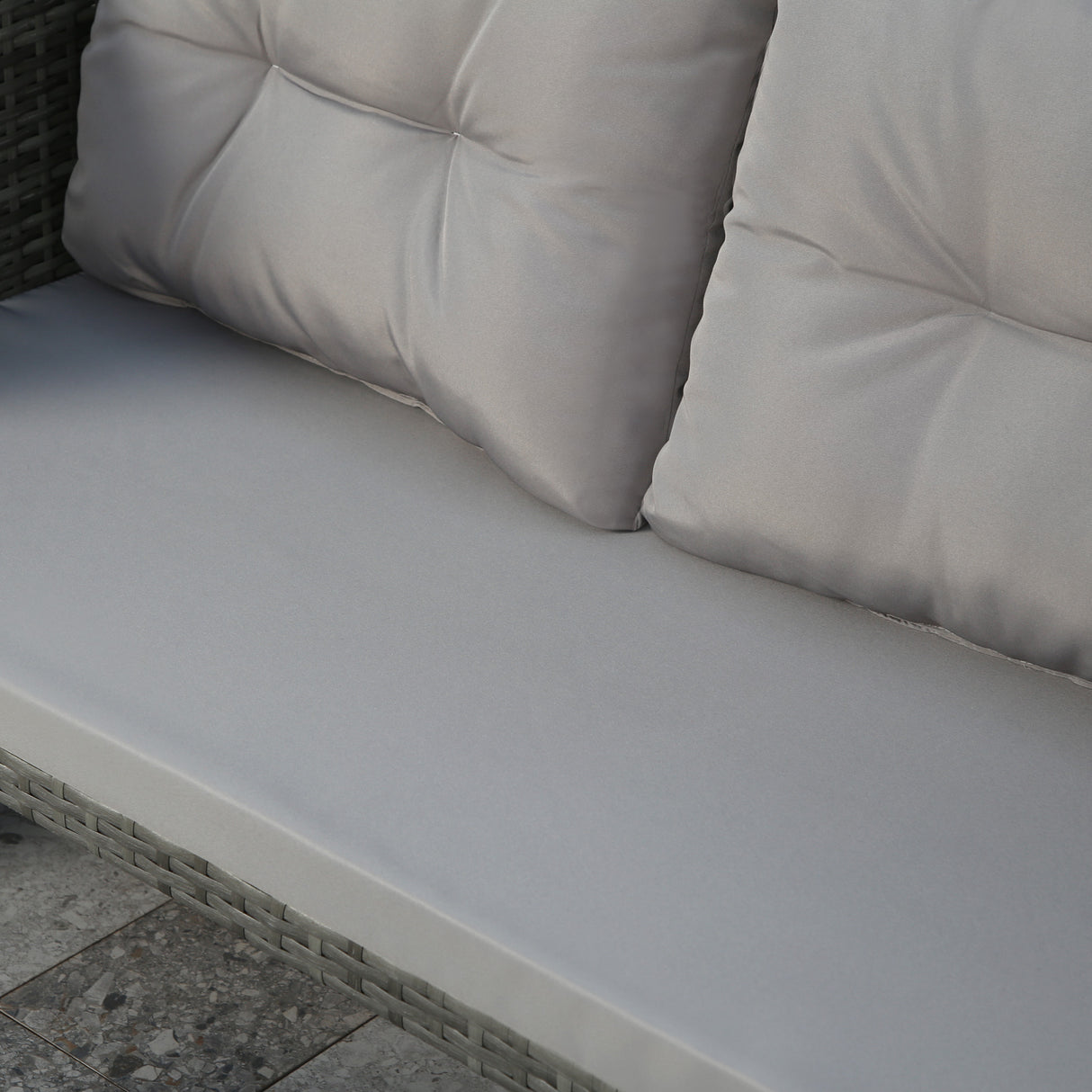 Bude - Rattan Corner Sofa Set with Coffee Table - Grey