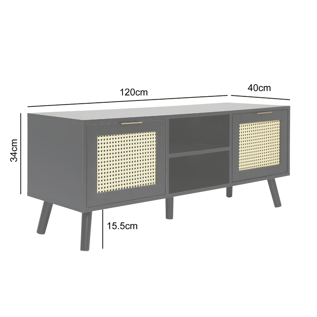 Craven - TV Unit - Cane Front - Black