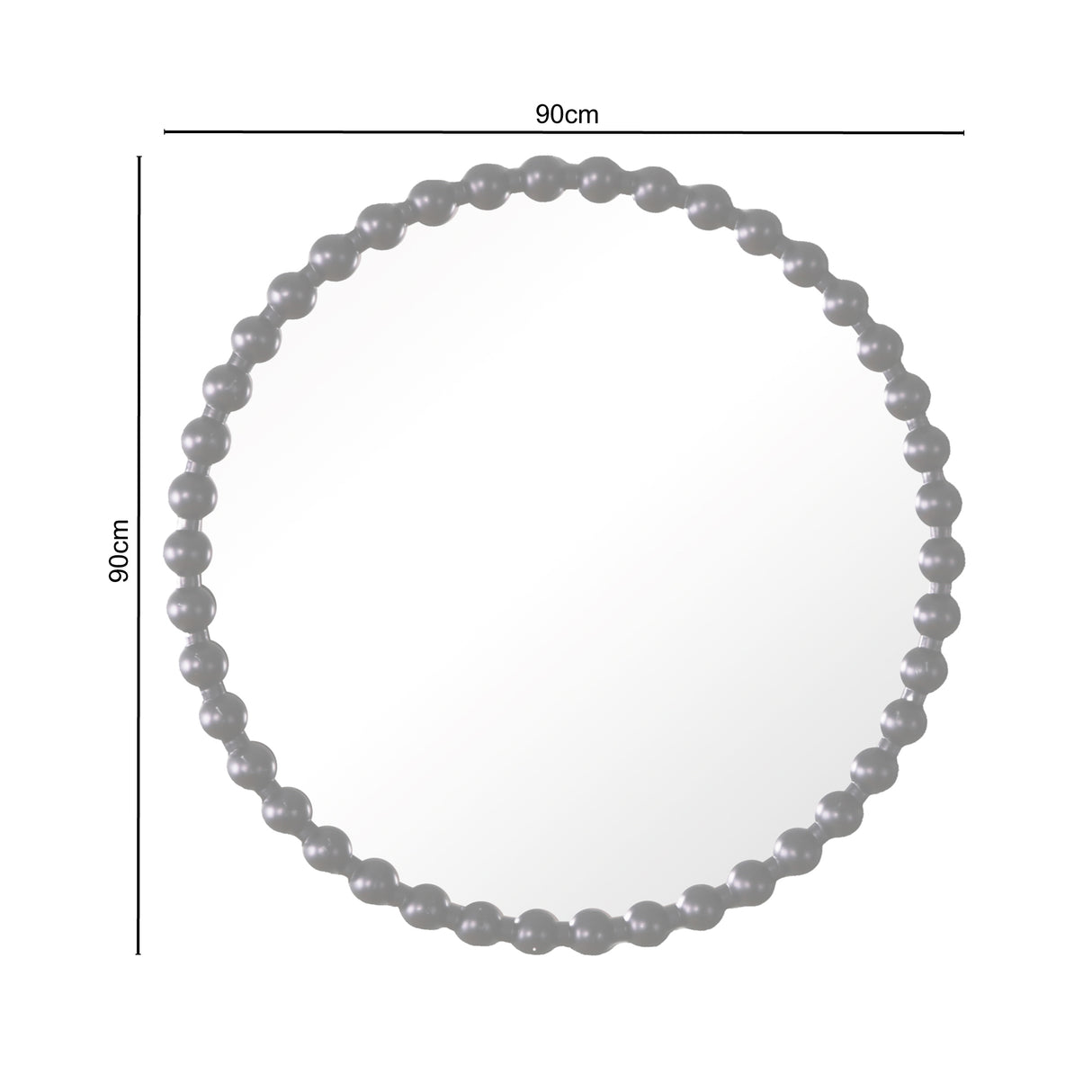 Como - Large Round Beaded Wall Mirror – 90cm Matt Finish