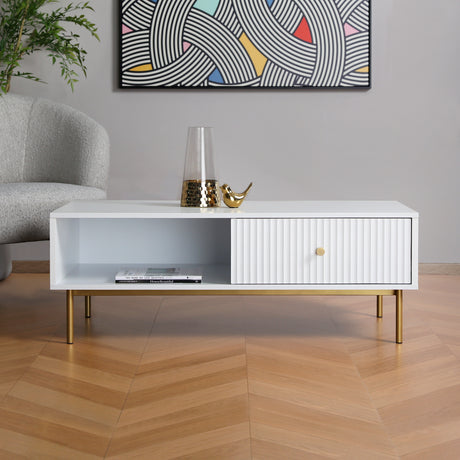 Devon – Rectangular Coffee Table with Drawers – White, Black, Grey, or Sage Green
