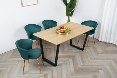 Dunelm Dining Set - Oak Table and Velvet Chairs