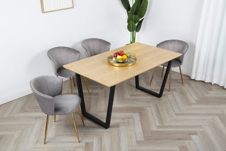 Dunelm Dining Set - Oak Table and Velvet Chairs
