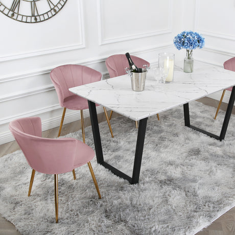 Dunelm Dining Set - Marble Table and Velvet Chairs
