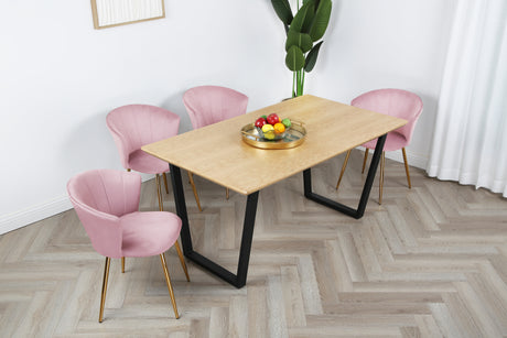 Dunelm Dining Set - Oak Table and Velvet Chairs