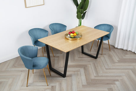 Dunelm Dining Set - Oak Table and Velvet Chairs