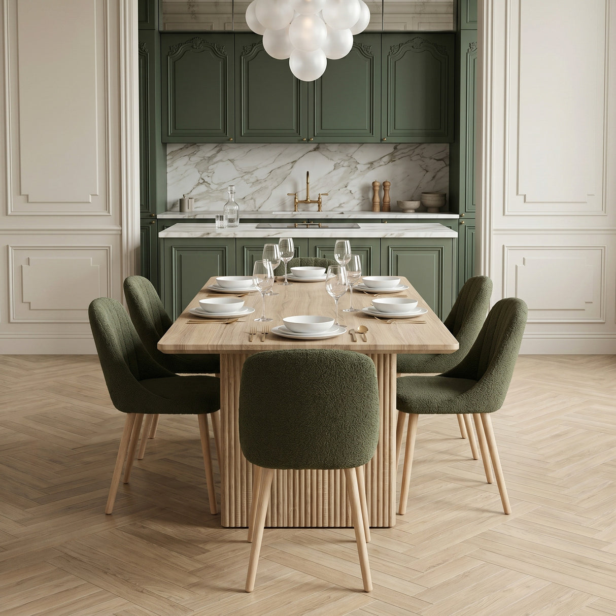 Emilia Dining Chairs Set of 2 – Boucle Upholstered Modern Dining Chairs