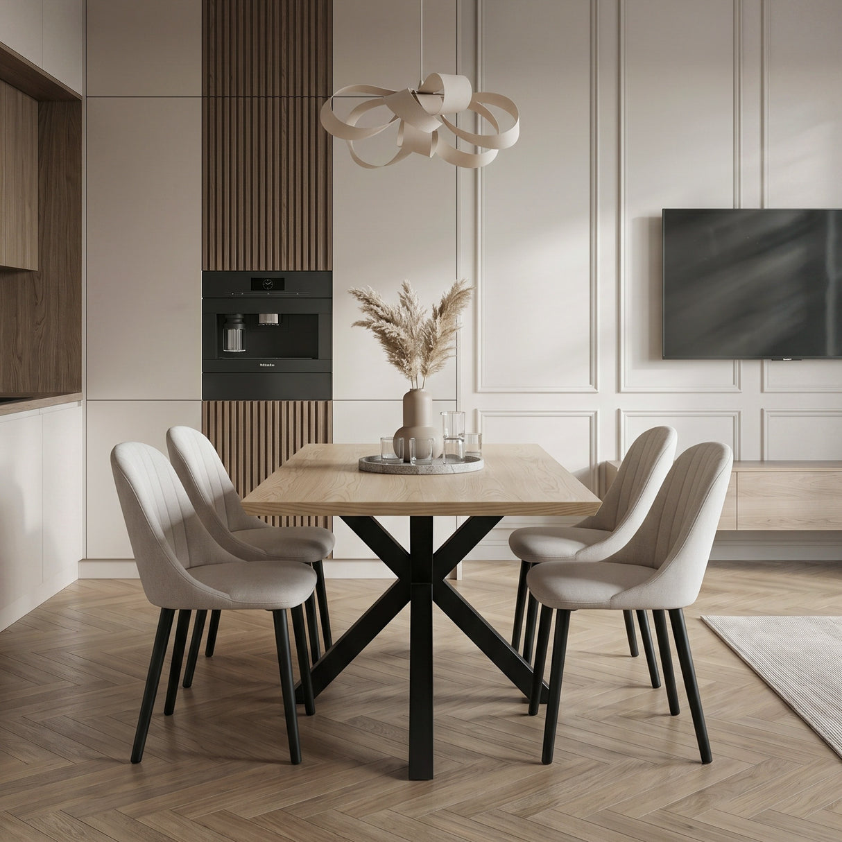Emilia Dining Chairs Set of 2 – Boucle Upholstered Modern Dining Chairs