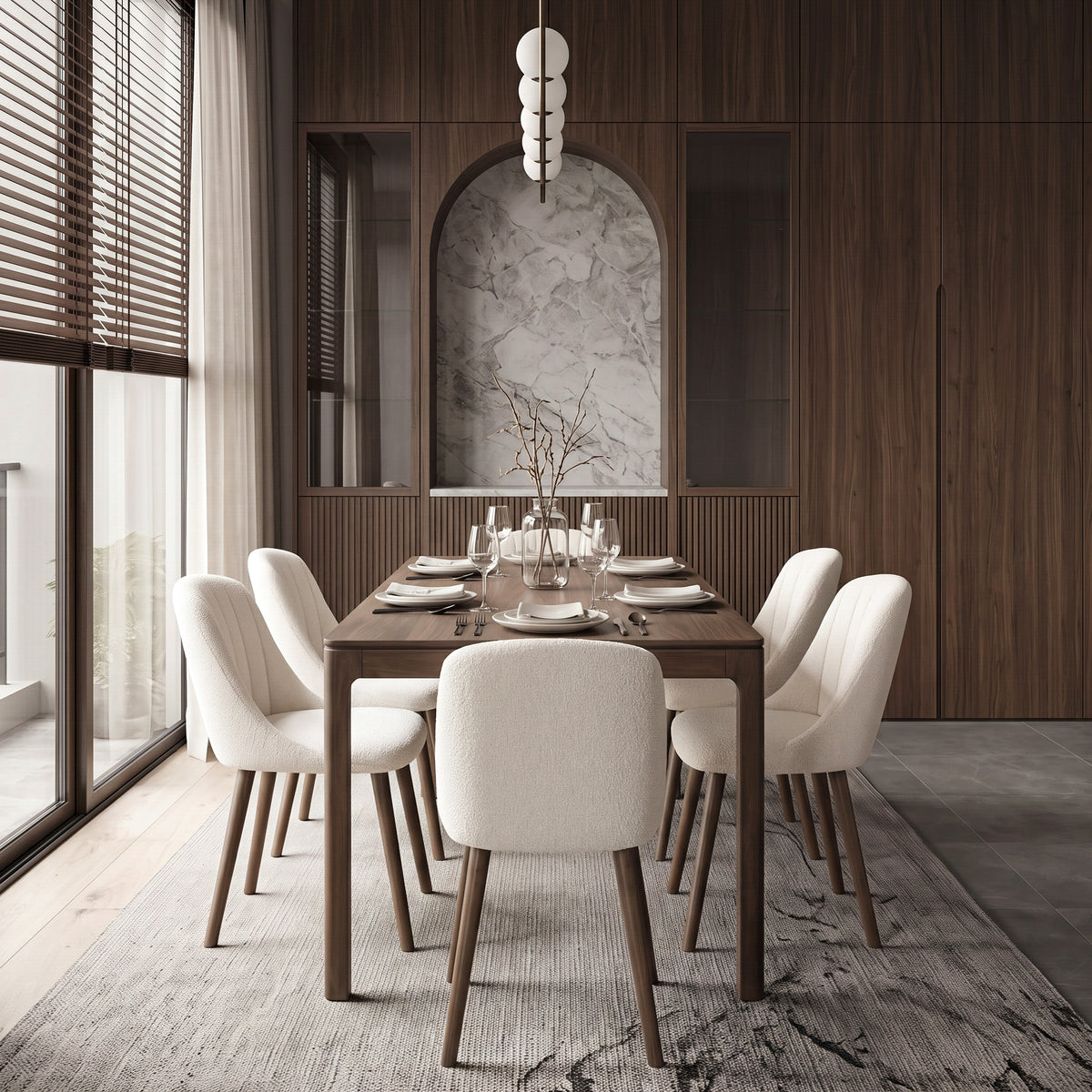 Emilia Dining Chairs Set of 2 Boucle Upholstered