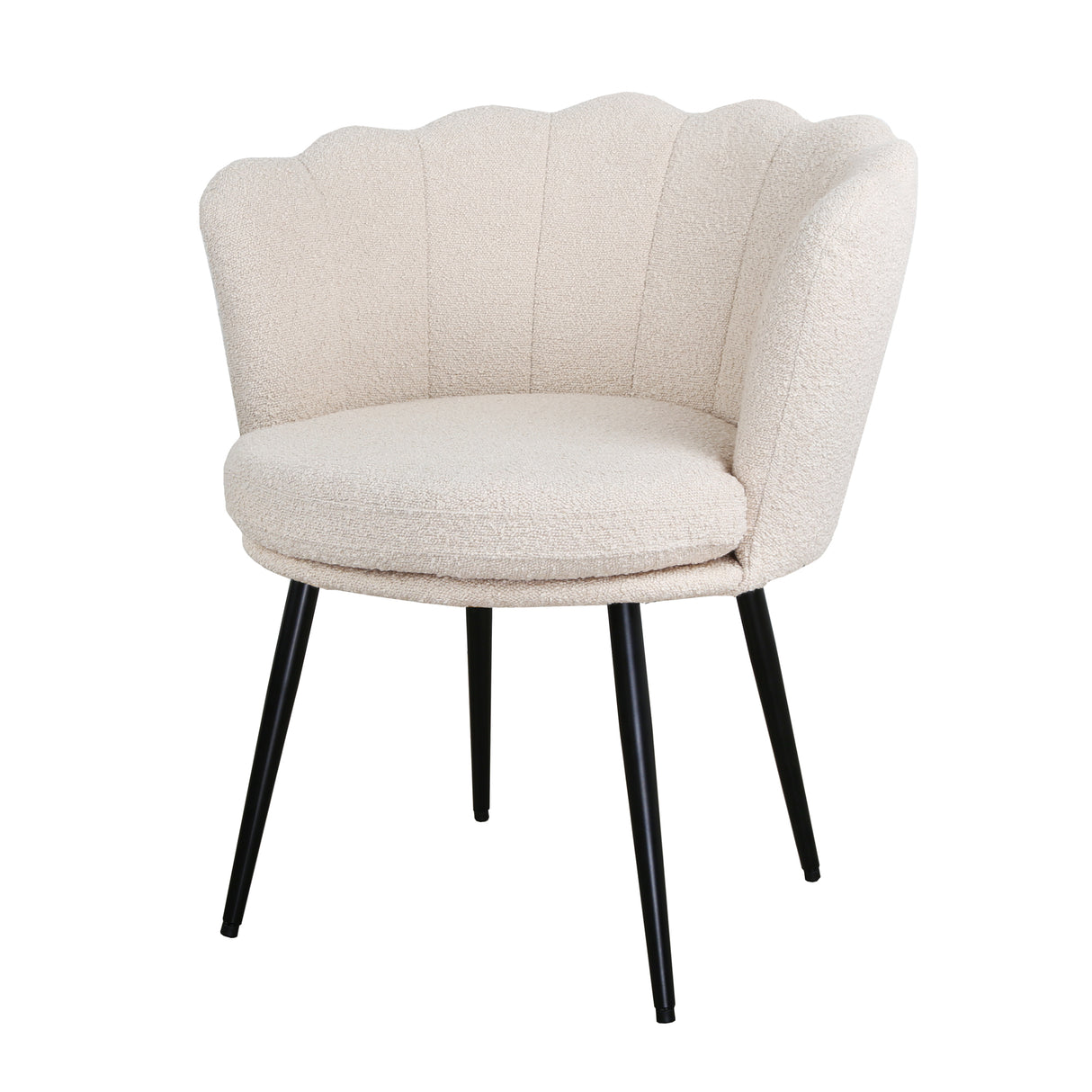 Flora - Boucle Armchair in Cream - Black / Golden Legs