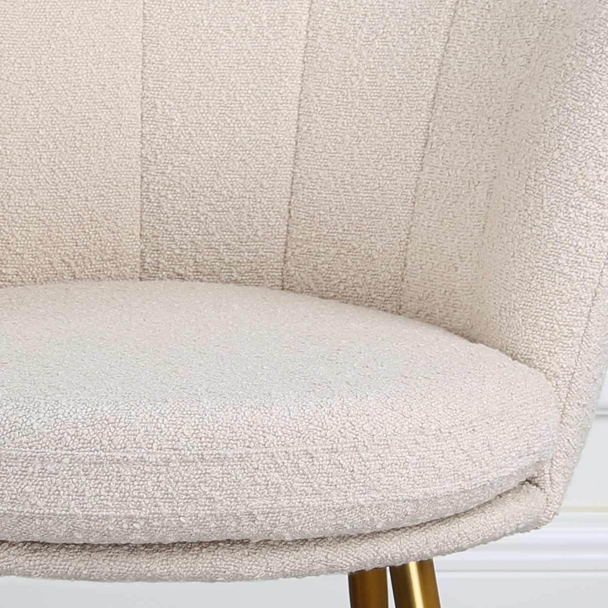 Flora - Boucle Armchair in Cream - Black / Golden Legs