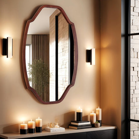 Garda - Irregular Mirror with Walnut Frame - 60x90cm