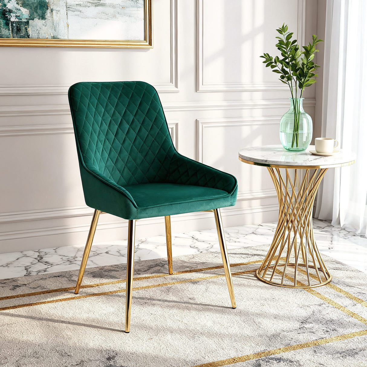Hamilton - Dining x2 Chair in Velvet - (Grey, Pink, Green)