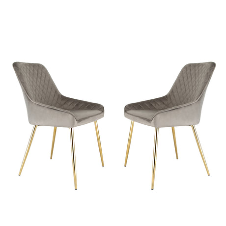 Hamilton - Dining x2 Chair in Velvet - (Grey, Pink, Green)