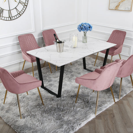 Hamilton Dining Set - Marble table and Velvet Chairs