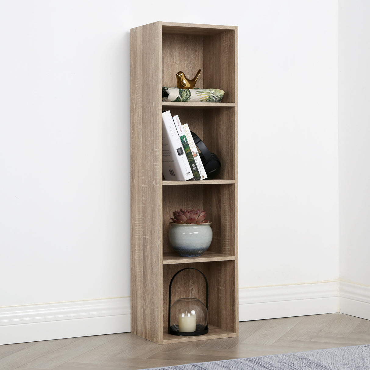 Jane - 4x1 Bookcase - Cube storage boxes (Black or Oak)