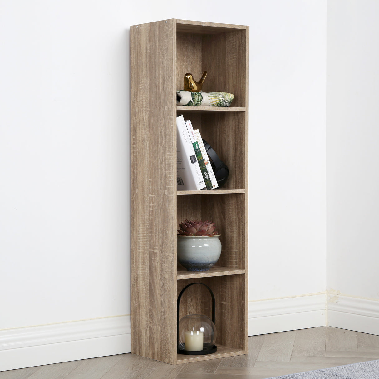 Jane - 4x1 Bookcase - Cube storage boxes (Black or Oak)