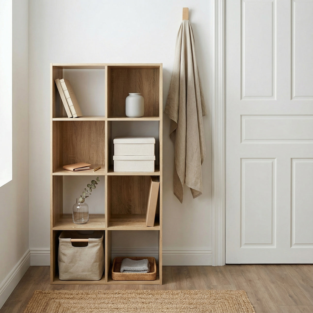 Jane - 4x2 Bookcase - Cube storage boxes (Black or Oak)