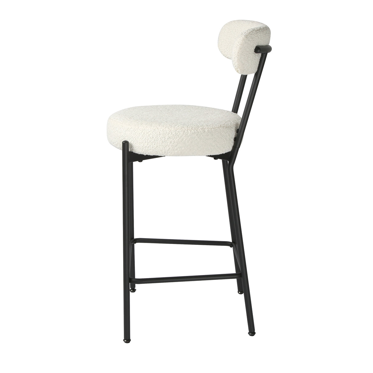 Long Lulu - Set of 2 Bar Stools in Boucle - Cream