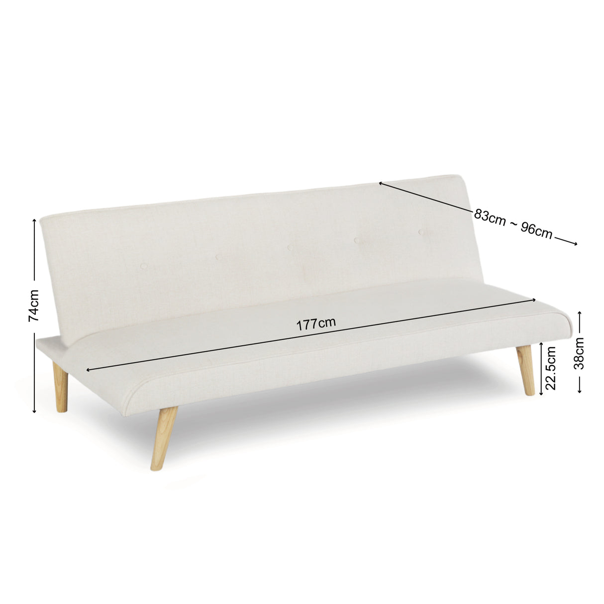 Lucca – Click-clack Sofa Bed in Premium Textured Linen - 3 Seater