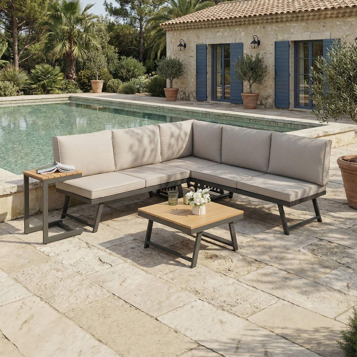 Monaco - Convertible into 2 Sun Loungers - Modular Corner Garden Sofa Set
