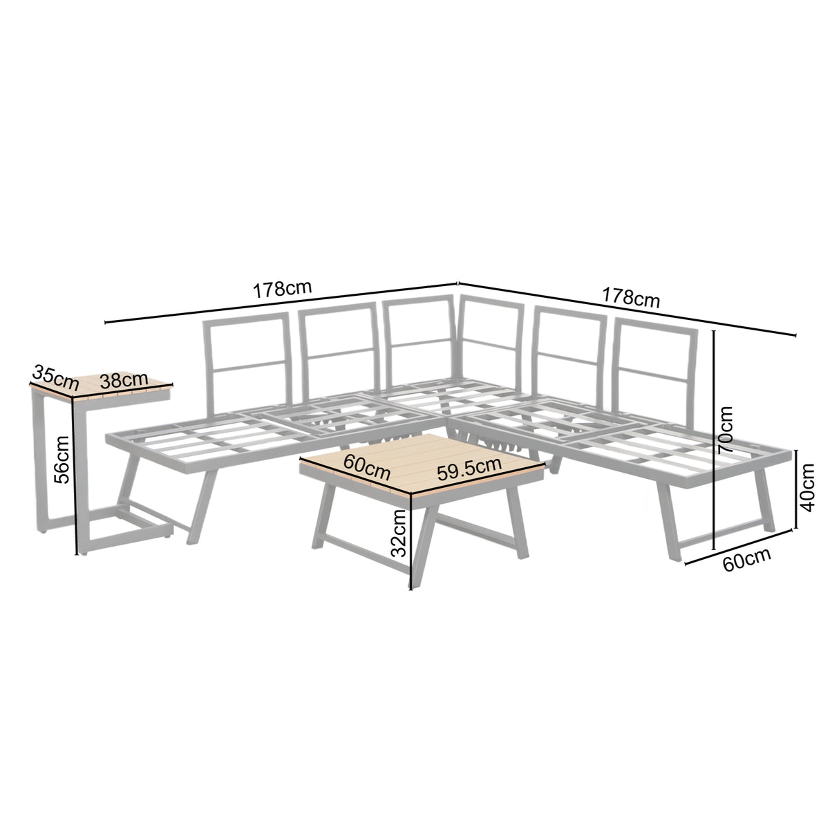 Monaco - Convertible into 2 Sun Loungers - Modular Corner Garden Sofa Set